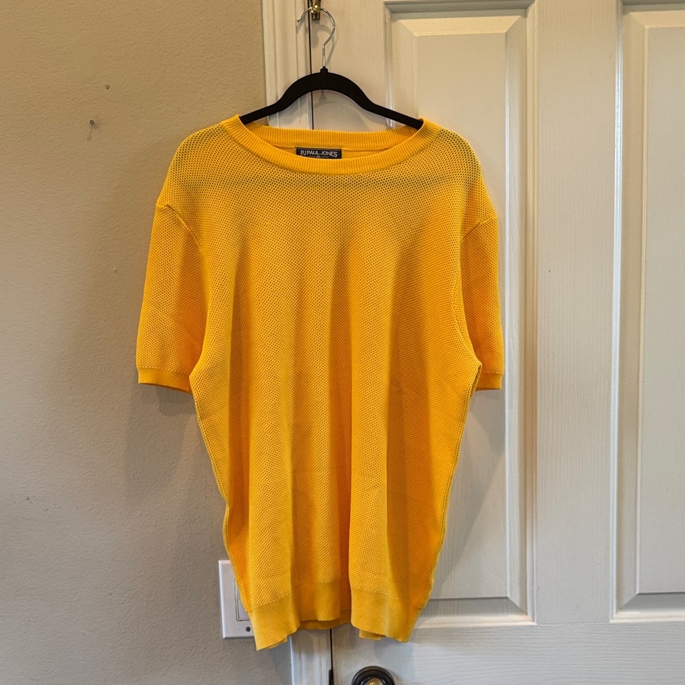 Yellow- Paul Jones XL Short Sleeve Knit Top